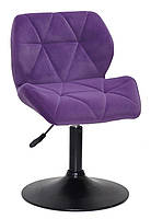 Стілець Set BK — Base велюр фіолетовий В-1013 на чорній круглій ніжці з підіймальним механізмом, фото 4