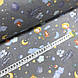 Бавовняна тканина Польська, принцеса з хмарами, місяцем і місяцем на сірому (0384), фото 2