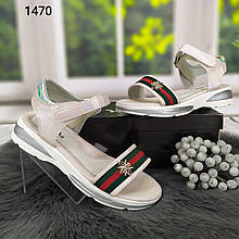 Дитячі босоніжки для дівчинки рожеві на танкетці 1470 32=20.5 см