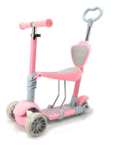 Дитячий триколісний самокат Scooter Smart 5в1 беговел з батьківською ручкою (рожевий)