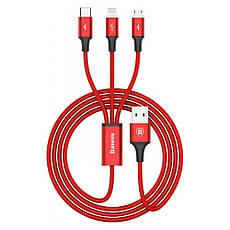 Зарядний пристрій (зарядка) для телефону Baseus + Кабель 3в1 micro USB-Lightning-Type-C (TZCL-D92), фото 4