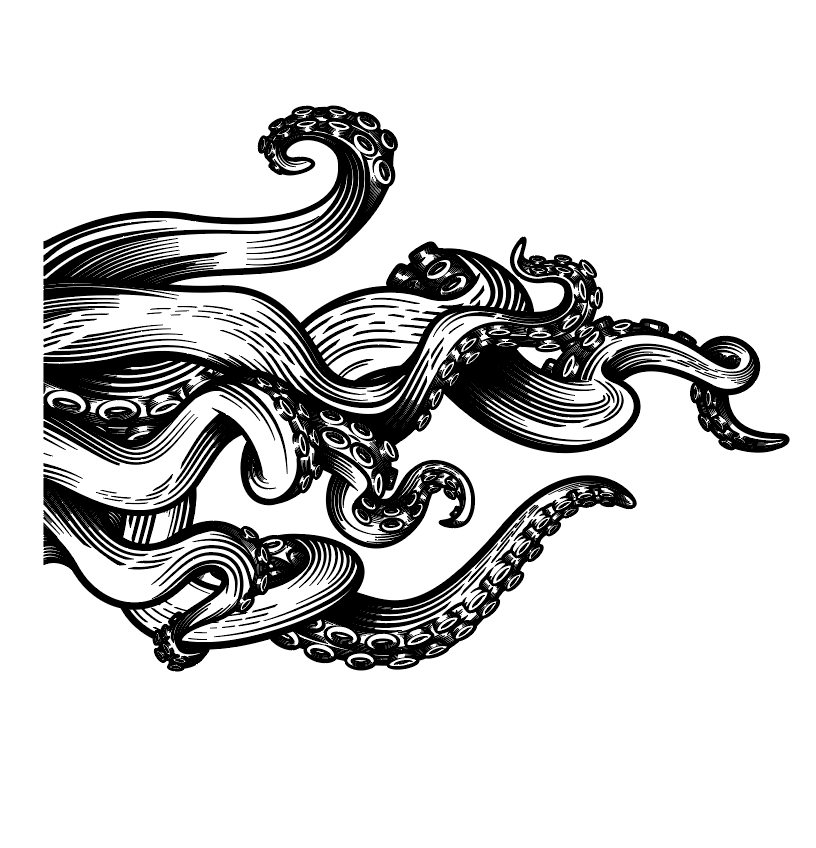 Интерьерная виниловая наклейка Щупальца осьминога (кракен, кальмар, морские жители) матовая 970х1300 мм - фото 3 - id-p1413856465