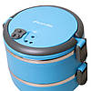 Ланч бокс обідній подвійний Kamille Блакитний 1400мл KM-2106, фото 6