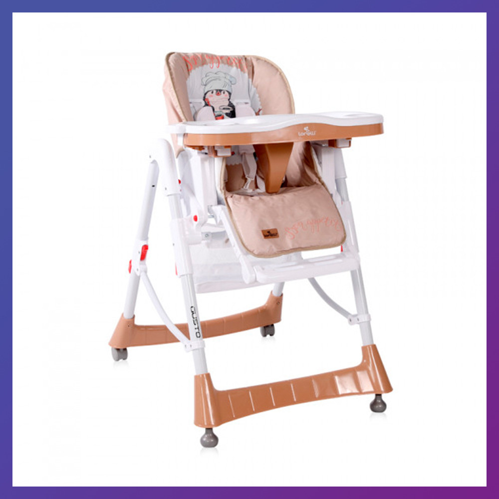 Дитячий стільчик для годування з регульованою спинкою Lorelli GUSTO Beige penguin бежевий, фото 1