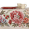 Скатертина з гобелена з тефлоном і квітковим принтом "Радісний букет" Villa Grazia Premium, 140х140 см, фото 4