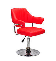 Кресло с подлокотниками из эко-кожи на круглом хромированном основании JEFF, барное кресло, кресло парикмахера