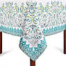 Скатертина на квадратний стіл бавовняна з візерунком "Бірюзовий ажур" Villa Grazia Premium 160х160, фото 4