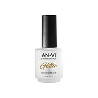 Верхнее покрытие с эффектом блеска ANVI Professional Glitter 15 мл