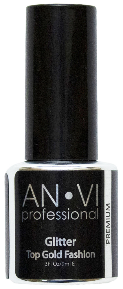 Закріплювач ANVI Glitter Top Gold Fashion 9 мл, фото 1