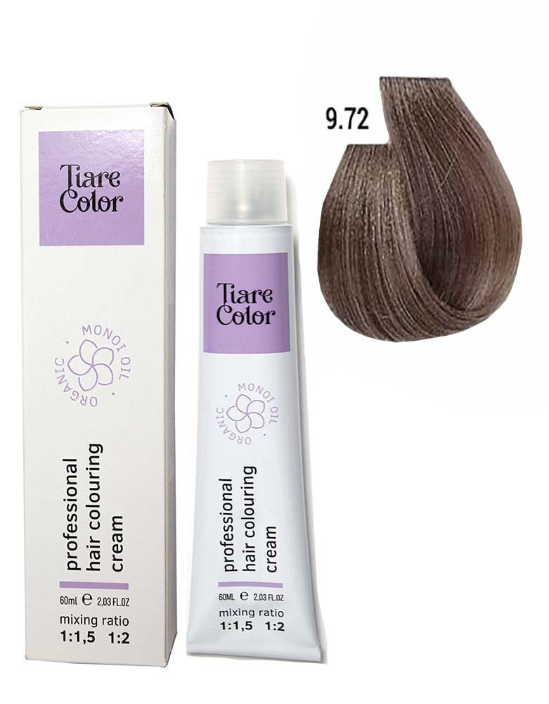 Крем-фарба для волосся Tiare Color №9.72 Very light brown iridescent blonde 60 мл, фото 1