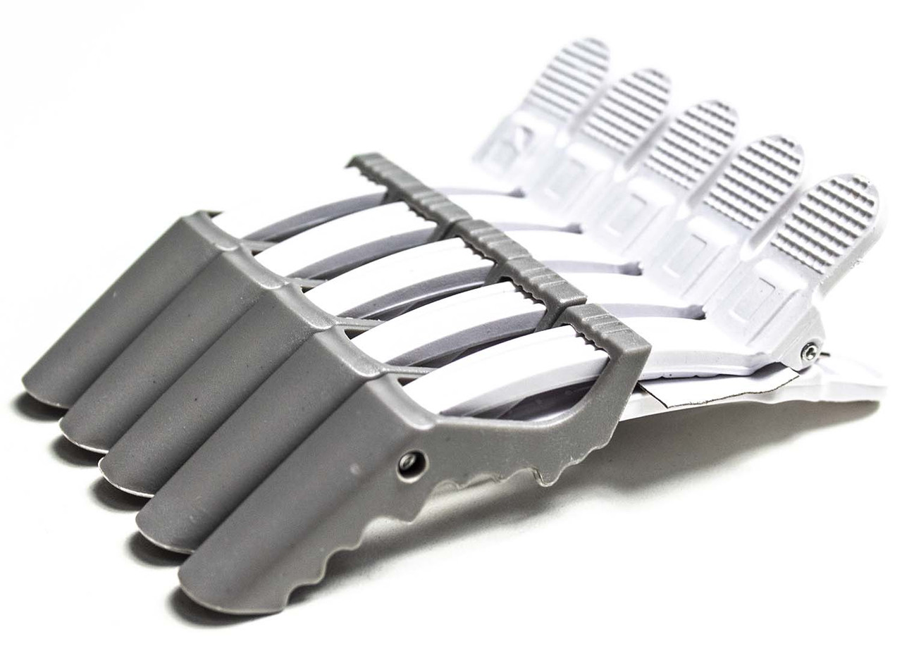 Затискач пластиковий для волосся Crocodile сірий 5 шт, фото 1