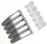 Затискач пластиковий для волосся Crocodile сірий 5 шт, фото 2