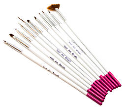 Кисть для розпису 6-102 біло-рожеві набір 11 шт