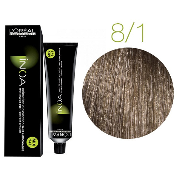 Крем-фарба для волосся Loreal Professionnel INOA 8/1 Світлий блонд 60 мл, фото 1