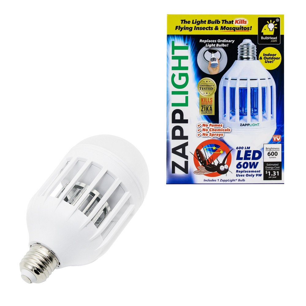 Лампа Світлодіодна від комарів Зап Лайт LED Лампочка знищувач комах 9W Антимоскітна Пастка