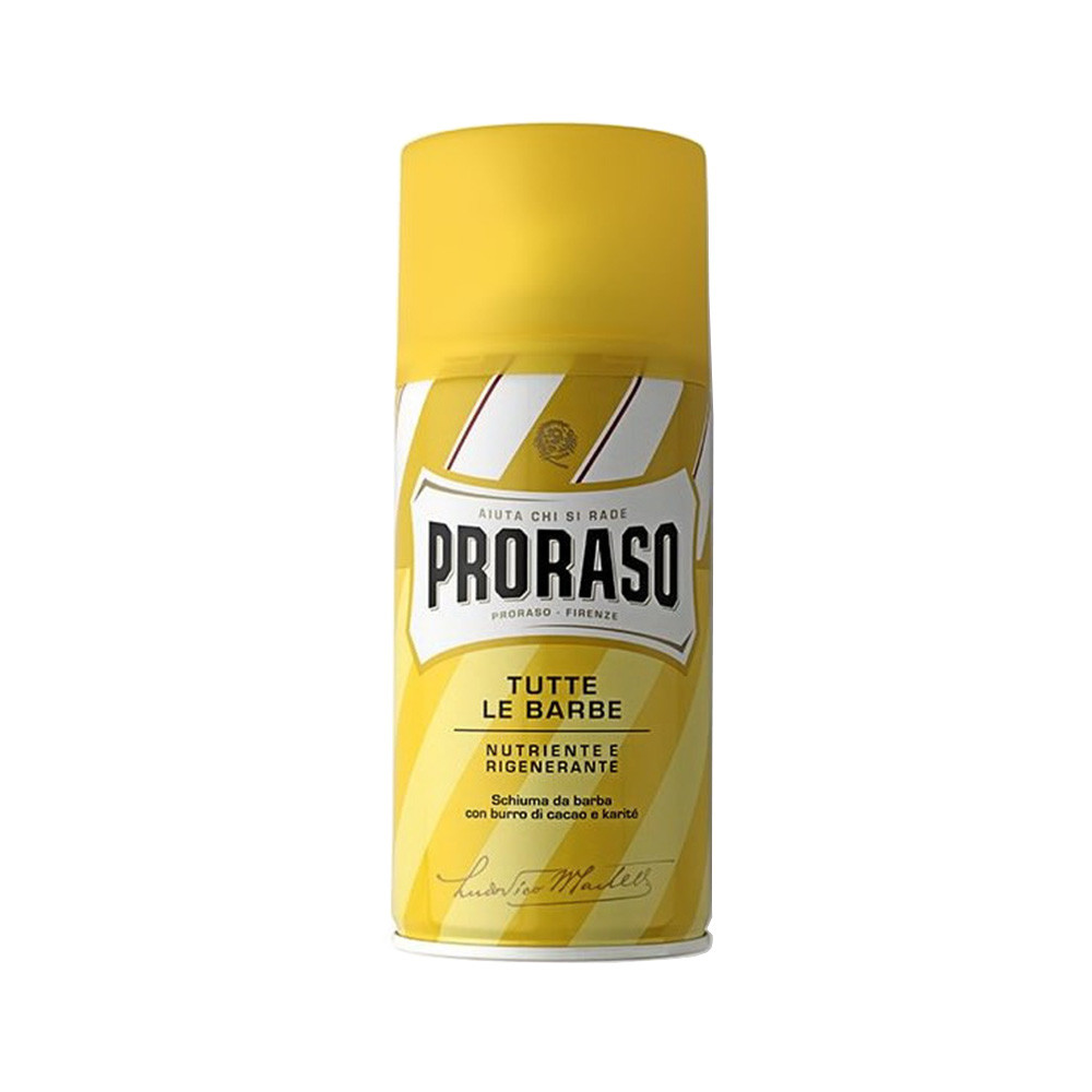 Піна зволожуюча для делікатного гоління з олією ши та какао Proraso Shaving Foam Yellow Line 400 мл, фото 1