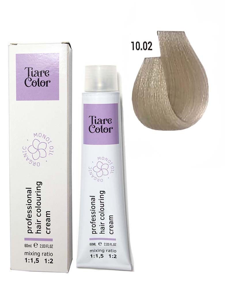 Крем-фарба для волосся Tiare Color №10.02 Platinum pearl blonde 60 мл