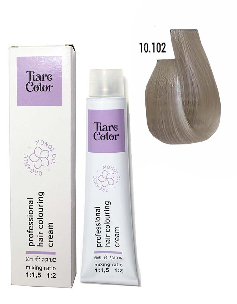 Крем-фарба для волосся Tiare Color №10.102 Platinum ash pearl blonde 60 мл, фото 1