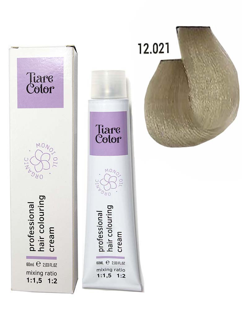 Крем-фарба для волосся Tiare Color №12.021 Special blonde pearl ash 60 мл