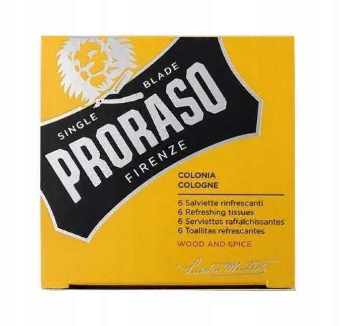 Серветки для обличчя і бороди Proraso Wood & Spice Refreshing Tissues 6 шт, фото 1
