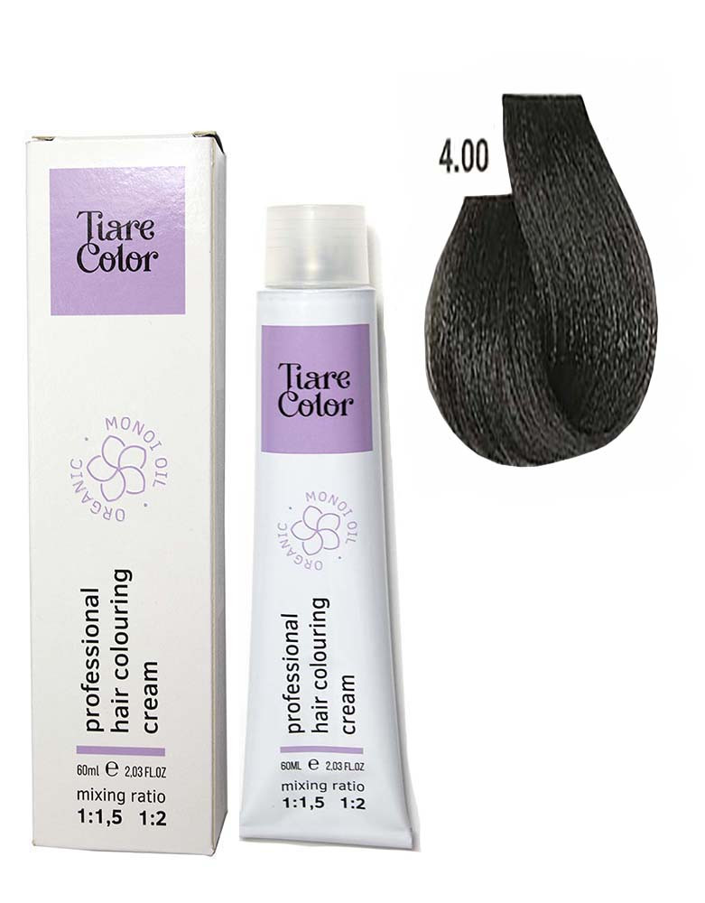 Крем-фарба для волосся Tiare Color №4.00 Intense brown 60 мл