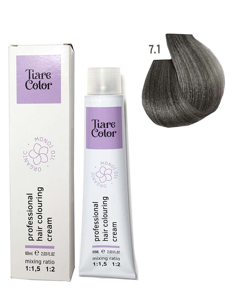 Крем-фарба для волосся Tiare Color №7.1 Ash blonde 60 мл