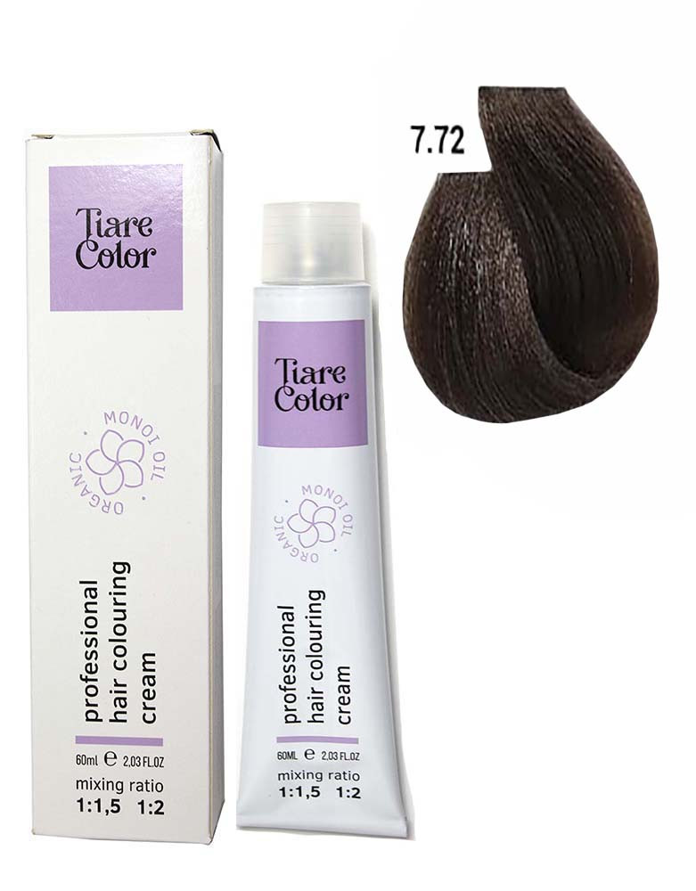Крем-фарба для волосся Tiare Color №7.72 Medium brown iridescent blonde 60 мл