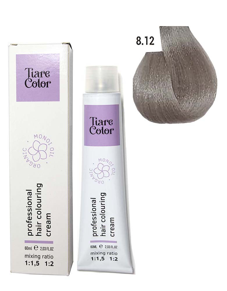 Крем-фарба для волосся Tiare Color №8.12 Light ash irisee blonde 60 мл