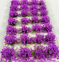 Кустики цветущие набор 28 шт. для диорам, подставок, миниатюр, детского творчества фиолетовый