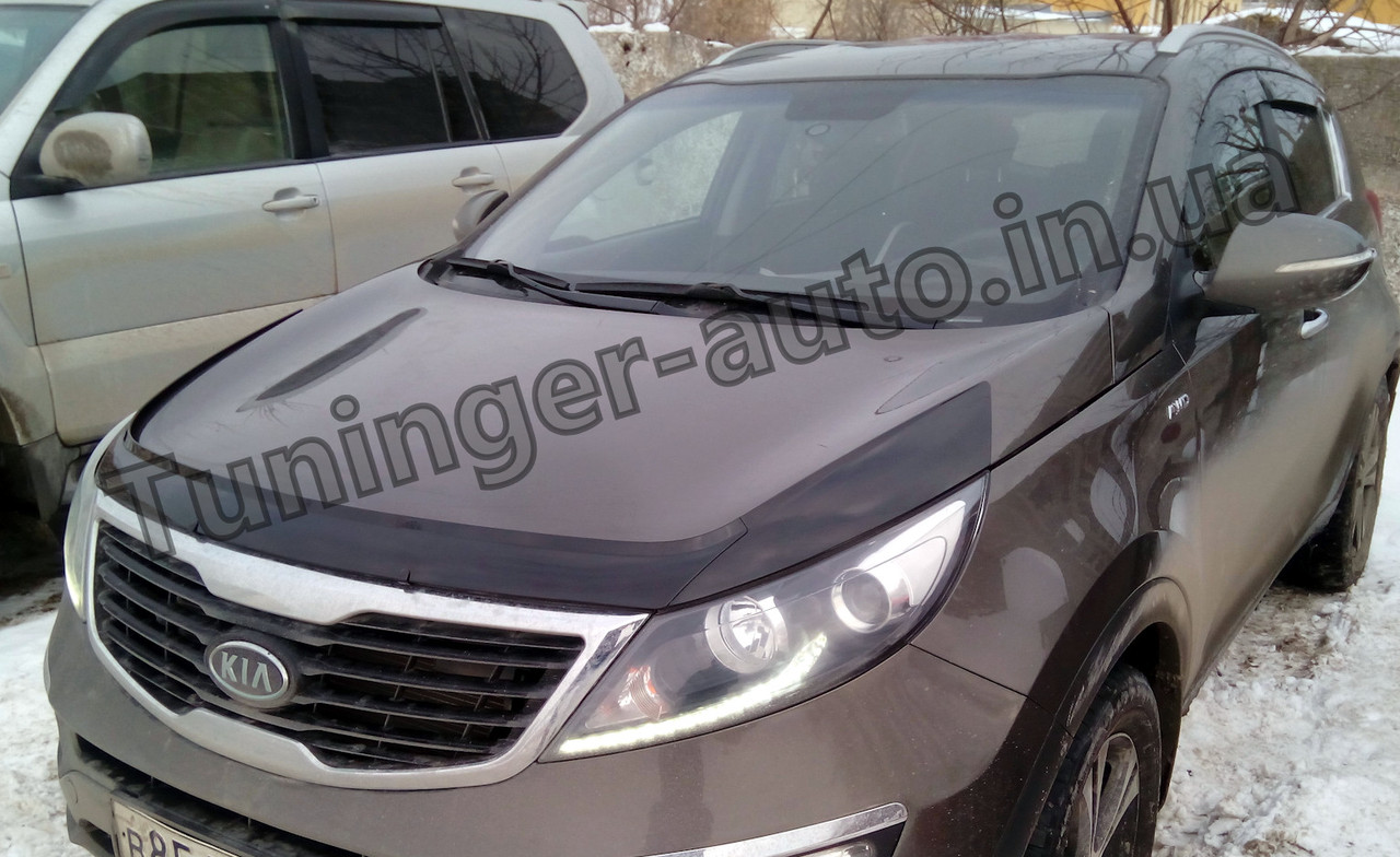 Дефлектор капота, мухобойка Kia Sportage 2010-2015 (Autoclover/D542)