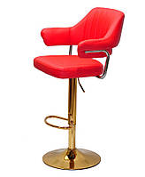 Кресло барное Jeff Bar GD-Base кожзам красный 1007, на золотой опоре с регулировкой высоты