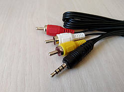 Кабель miniJack — 3RCA (тюльпани) TRRS (15 mm) 1 м