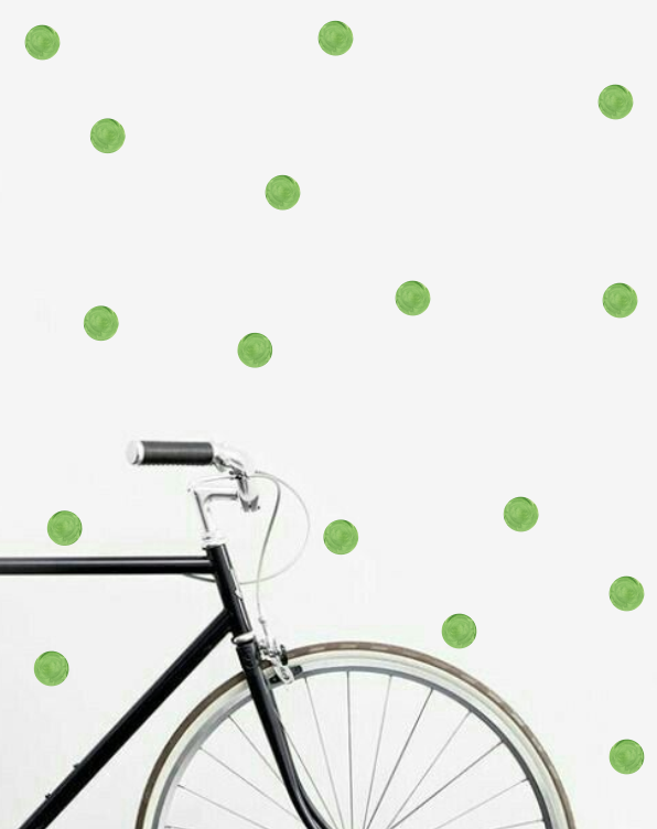 Набір маленьких вінілових наклейок Зелені кружечки акварельні 5 см 100 шт сфери матова