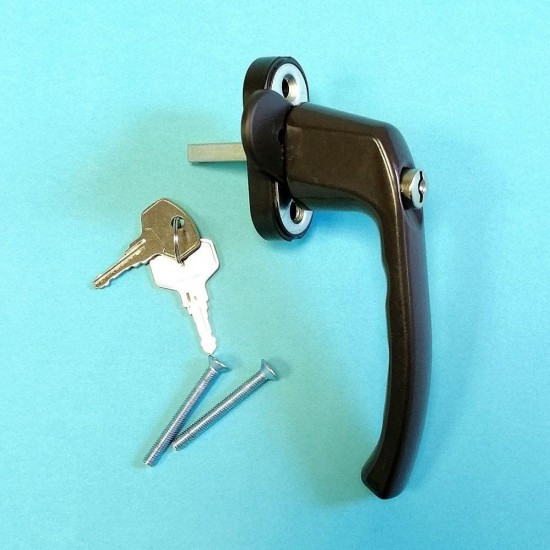 Ручка із замком на вікно (вікна) для пластикового вікна Window Handle Lock на балкон антидетка коричнева, фото 1