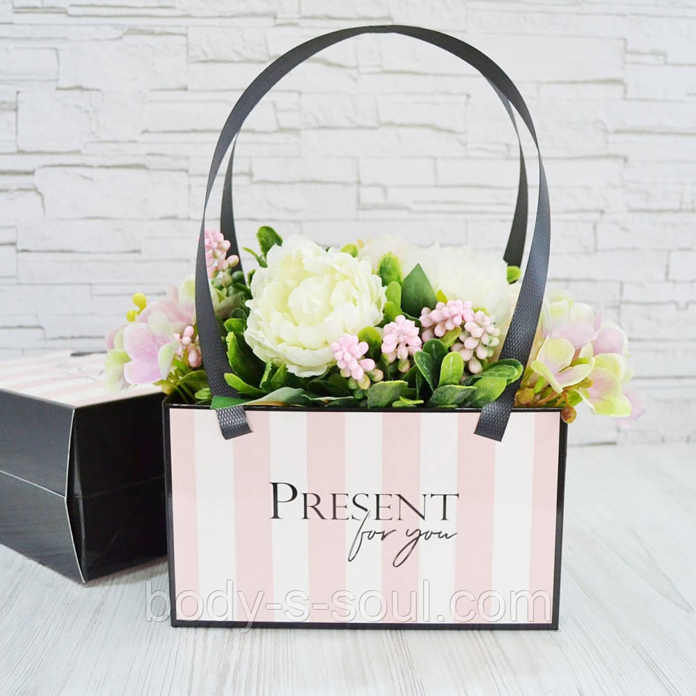 Флористична сумочка PRESENT FOR YOU, з ручкою, 16 см на 7 см на 10 см