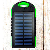Портативный аккумулятор Solar Power Bank с солнечной батареей Черно-зеленый Настоящие фото