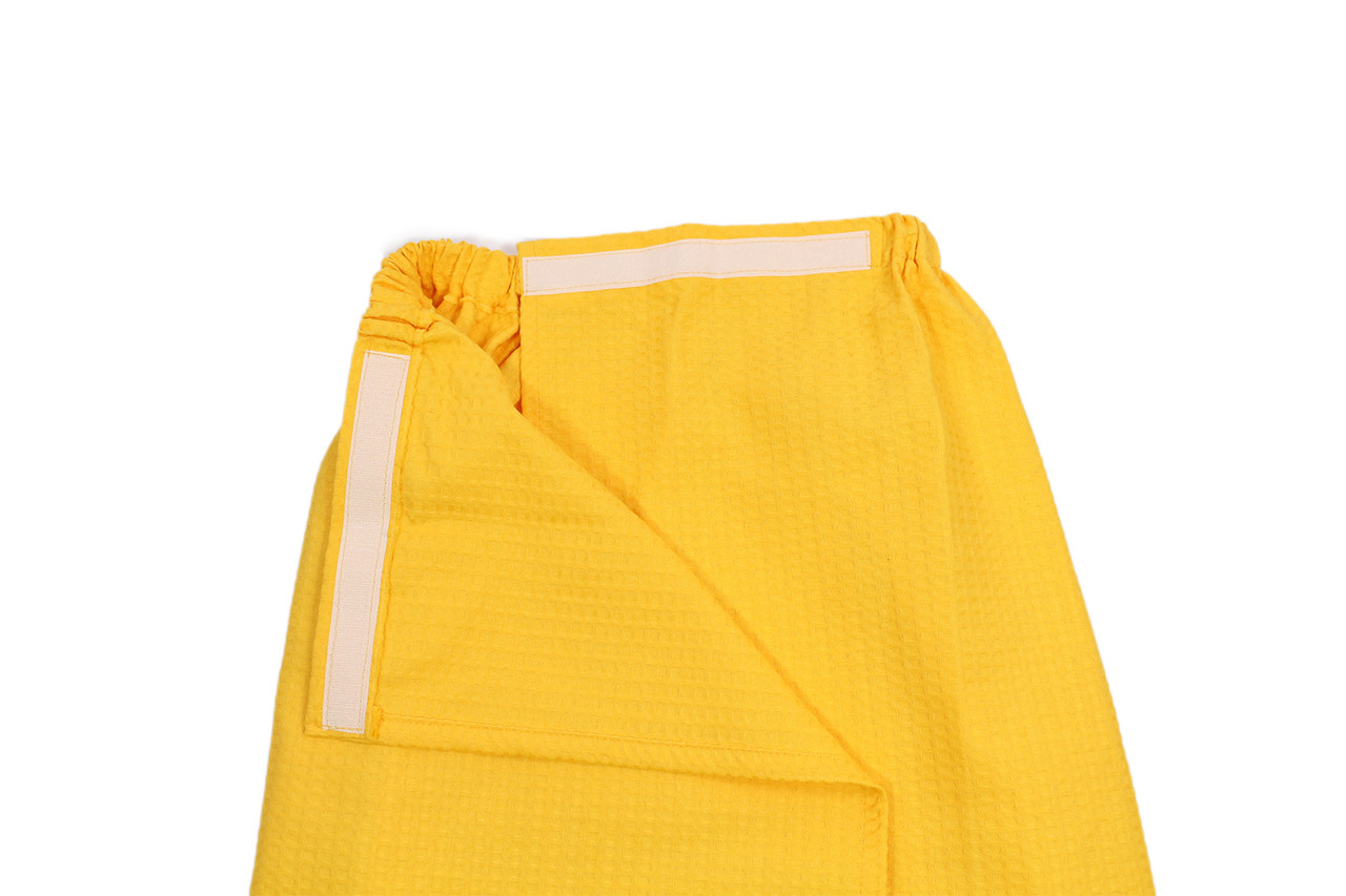 Килт (парео) мужской вафельный на липучке, желтый, Sauna Pro - фото 3 - id-p1413990921