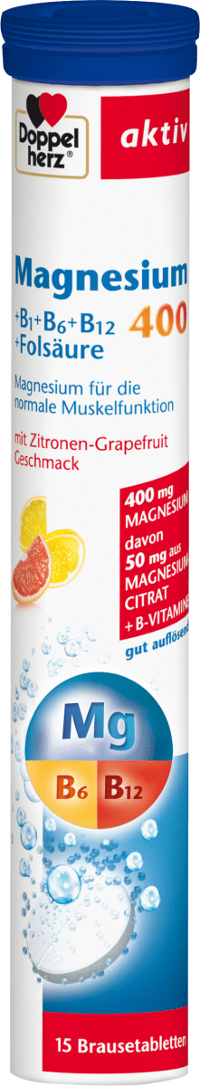 Шипучі таблетки-вітаміни Doppelherz aktiv Magnesium 400, Vitamine B1, B6, B12, Folsäure, 15 шт.