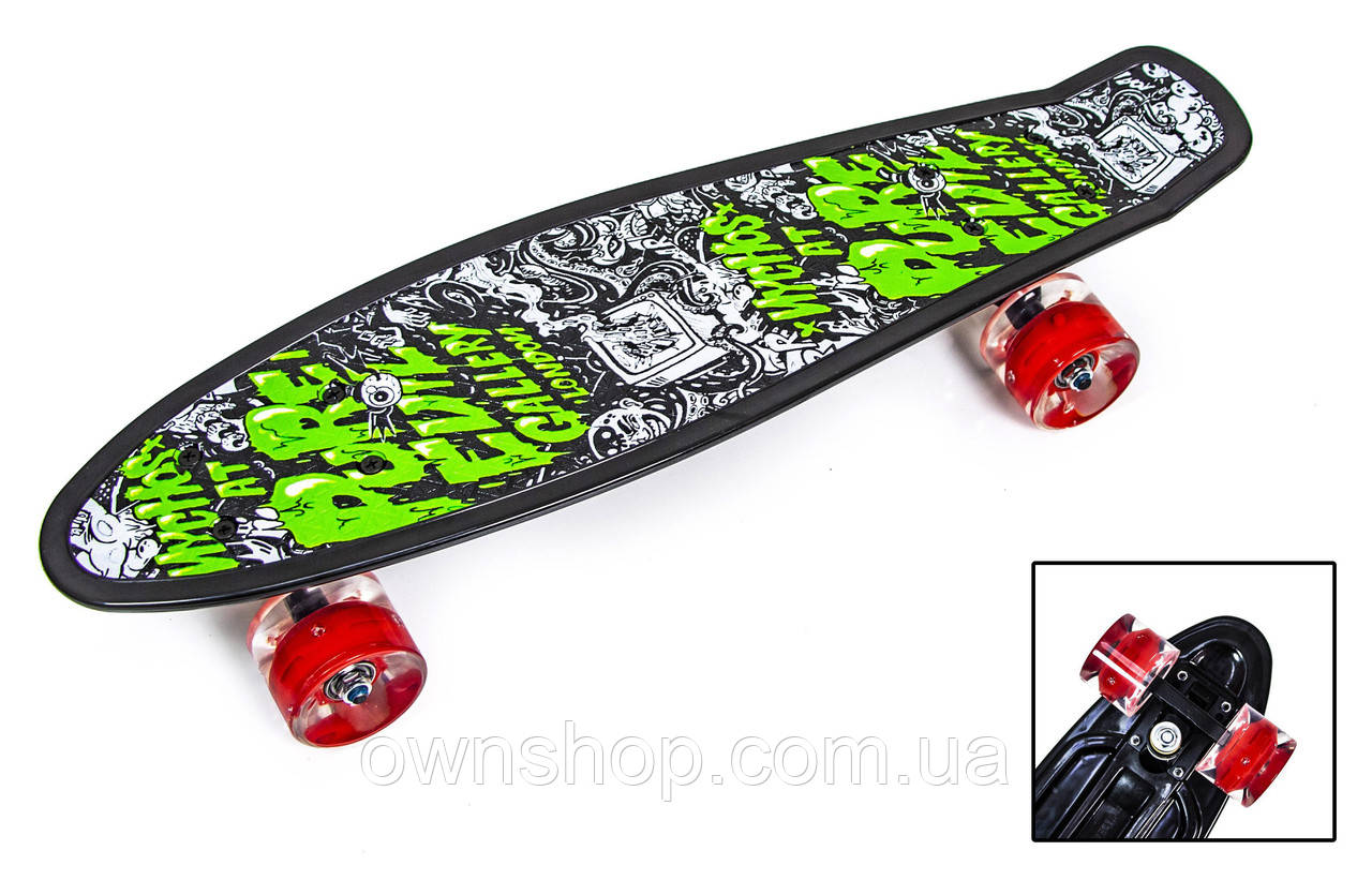 Пенніборд 22" колеса "PURE EVIL" з червоними світними колесами, фото 1