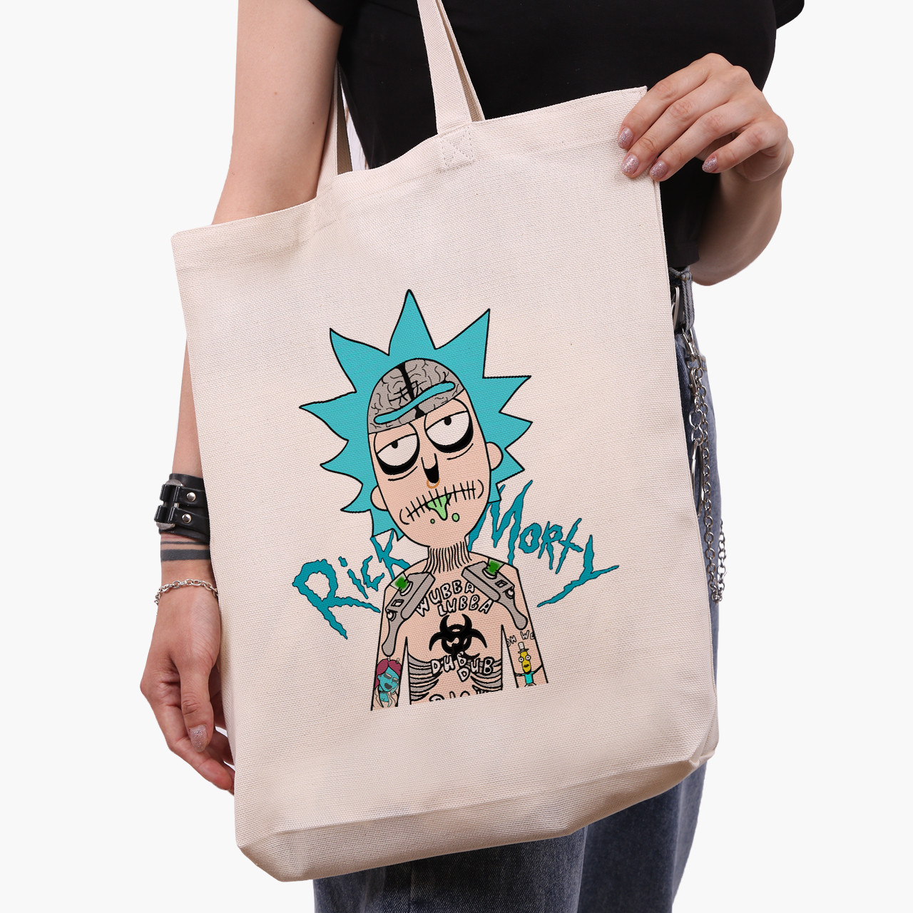Еко сумка Морті Сміт Рік і Морті бежева з широким дном канвас