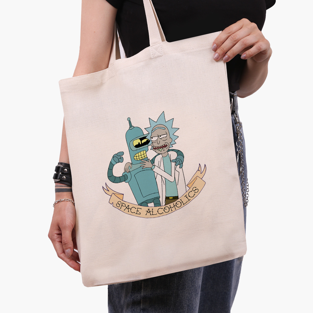 Еко сумка Рік Санчез Рік і Морті бежева канвас з принтом