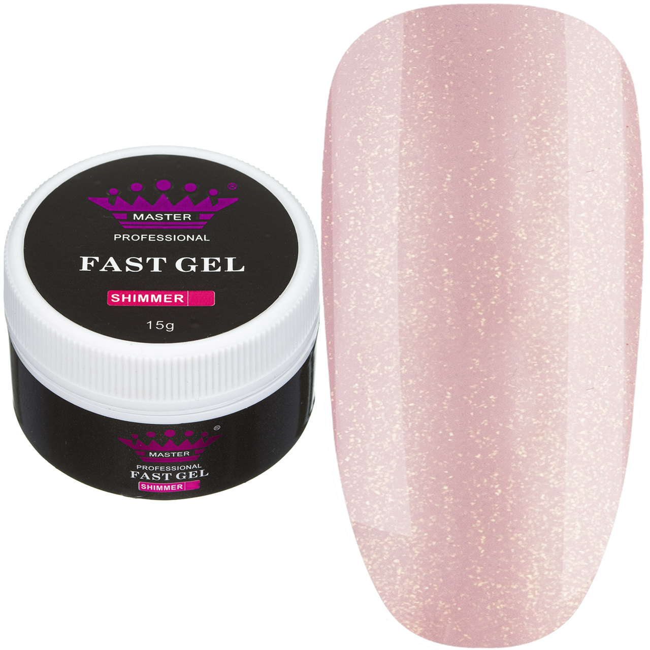 Полігель Fast Gel Master Professional Shimmer 02, 15 г персиковий із золотим шимером