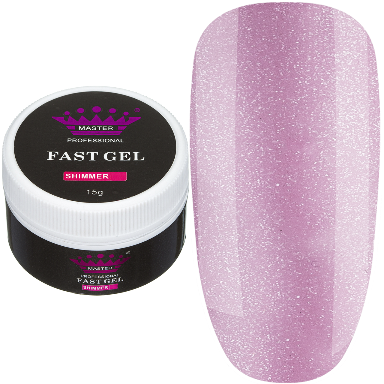 Полігель Fast Gel Master Professional Shimmer 01, 15 г рожевий із золотим шимером