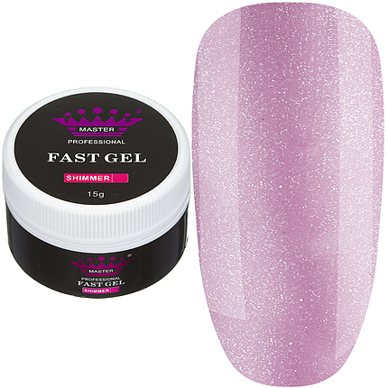 Полігель Fast Gel Master Professional Shimmer 01, 15 г рожевий із золотим шимером, фото 2