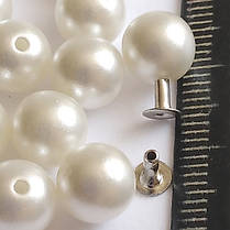 Акрилові намистини 8 мм із металевими заклепками для декорування одягу. Імітація перлів., фото 3