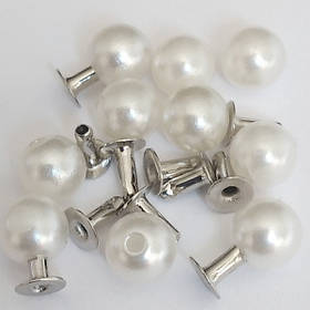 Акрилові намистини 6 мм із металевими заклепками для декорування одягу. Імітація перлів.DIY