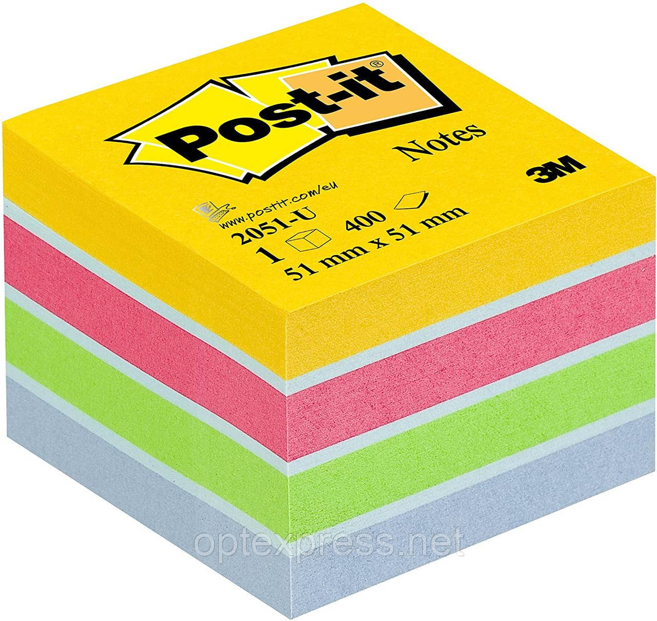 3М Post-It 2051 міні-куб кольоровий неоновий 51х51 мм 400 л ULTRA COLOR