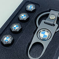 Захисні ковпачки на ніпеля BMW (БМВ) c брелоком Чорні Антивандальні, фото 2