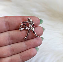 Брошка знак зодіаку діва Колір срібло Металевий сплав Прозорі стрази 2.5 см x 2.3 см