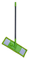 Швабра-полотер с телескопической ручкой. Насадка микрофибра (плоская) (Горизонт)